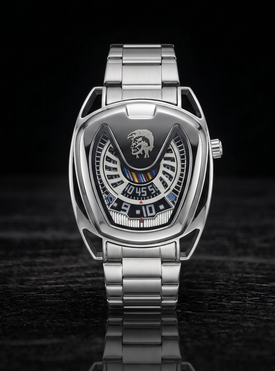 Cesur Tasarım Brave Logo Detaylı Özel Tasarım Çelik Saat