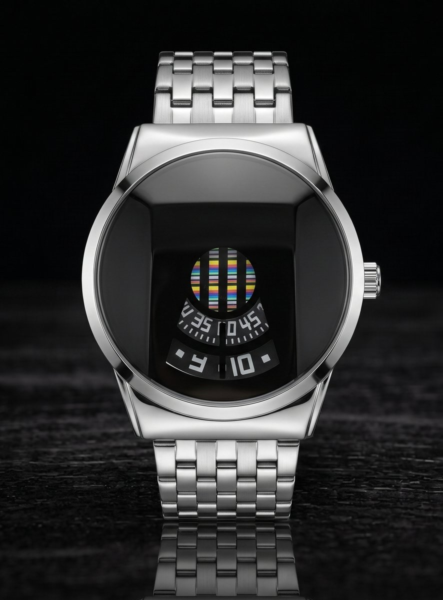 Cesur Tasarım Çelik Kasa Fütüristik Disk Ekran Saat