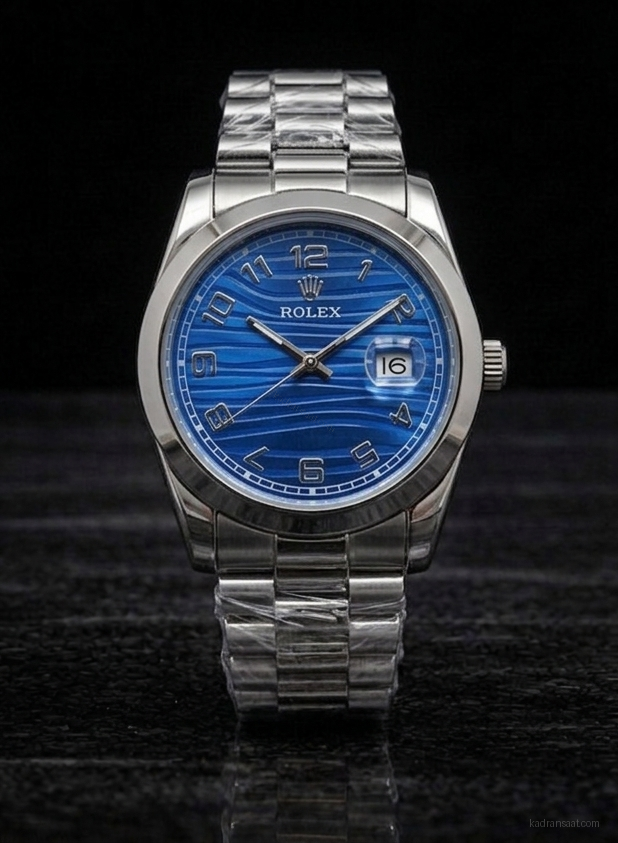 Mavi Dalga Kadranlı Çelik Kol Saati